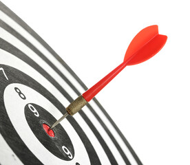 Targeting. Dart board with arrow isolated on white