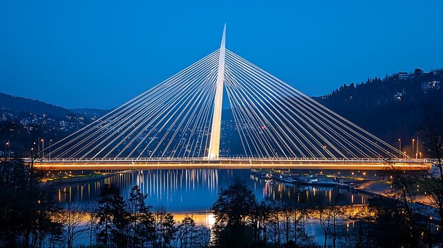 Stunning Night View of the Drammen Bridge, Norway