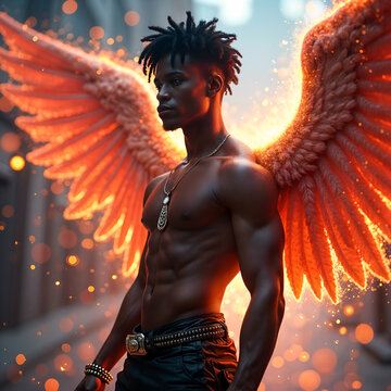 Male Angel With Afro Look Gnerated With AI