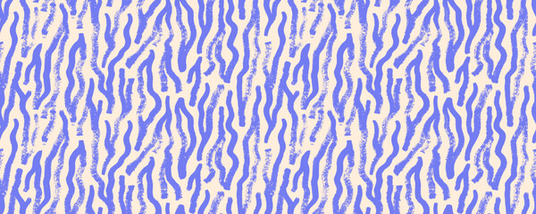 Colorful zebra motif seamless pattern with bold brush drawn vertical wavy strokes. Hand drawn graphic texture.