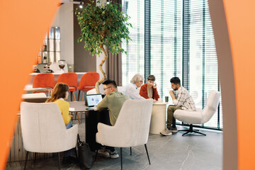 Group of team of IT company working on new digital application