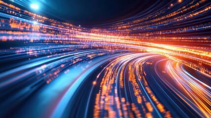 Fototapeta premium Dynamic network of glowing lines abstract data flow background technology