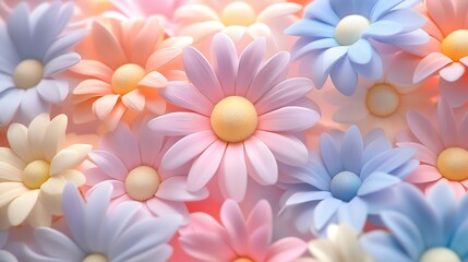 Obraz premium Bright and cheerful 3D squishy rubber daisy flowers in soft pastel hues generative ai