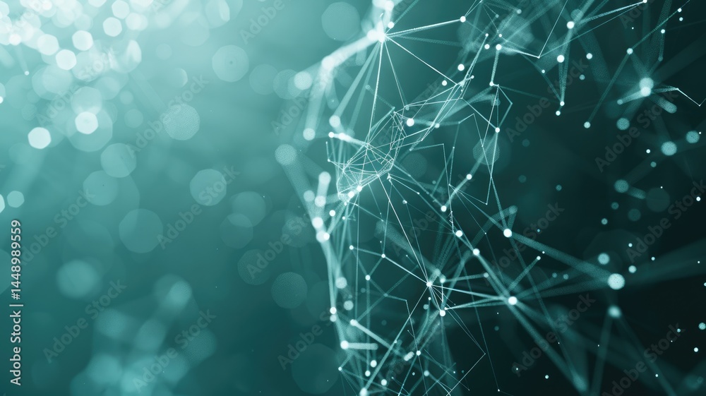Poster Abstract polygon data connect in seamless pattern with digital technology style design. Particle connection show futuristic diagram system in modern style perfect for science fiction graphic. AIG53.