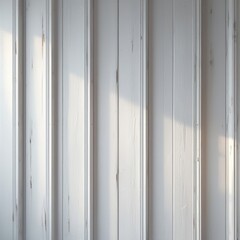 vertical layout of wooden panels, painted in a light grayish-white color