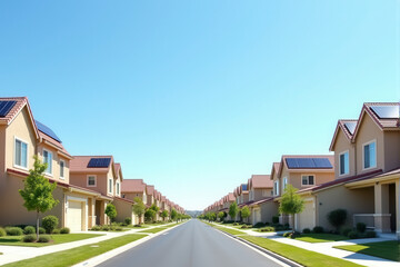 Fototapeta premium a photo of solar panels on house roof.