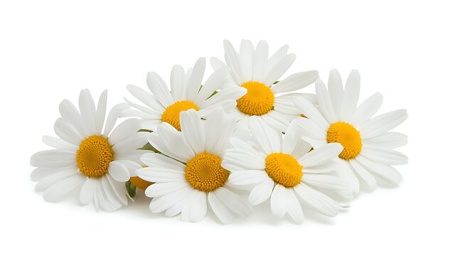 Bright daisies gently placed on a white background with space to add text generative ai