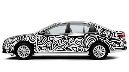 Naklejka premium Black and white patterned car wrap design.