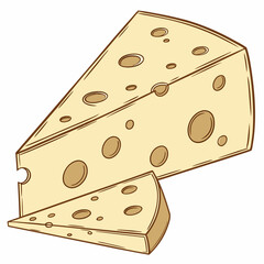 Cartoon Emmental Cheese Illustration With Holes Delicious Dairy Product Concept