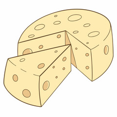 Cartoon Cheese Wheel With Slice Illustration Cheese Food Icon Delicious Dairy