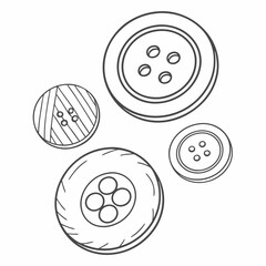 Hand Drawn Set Of Buttons For Sewing Or Needlework Design