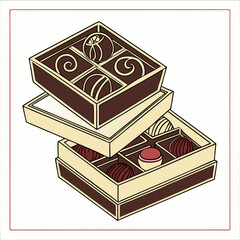 Stacked Boxes Of Artisanal Chocolates Elegant Vector Style Illustration