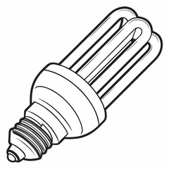 Fluorescent Lightbulb Outline Isolated On White Background Vector Illustration
