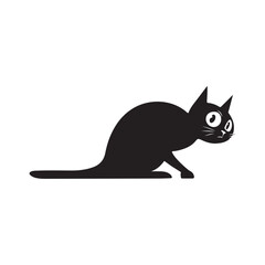 Obraz premium Black cat silhouette vector illustration for halloween or pet design and creative projects with animal theme