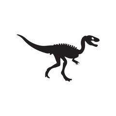 Dinosaur silhouette vector illustration, prehistoric animal, jurassic period, t rex, raptor, fossil art