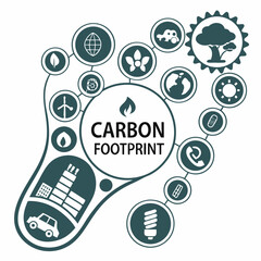 Carbon Footprint Concept With Eco Icons Illustrating Environmental Impact