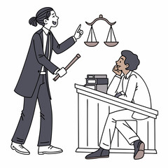 Lawyer Explaining To Client With Scales Of Justice Vector Illustration Style