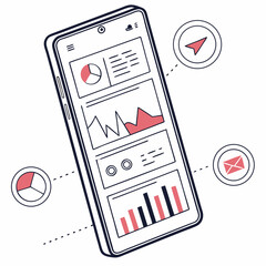 Smartphone Displaying Data Analytics With Navigation Email And Financial Information