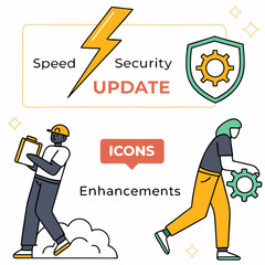 Speed And Security Update With New Icons And Enhancements Illustration