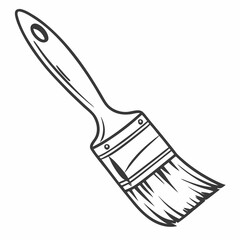 Paint Brush Outline Illustration Isolated On White Background For Design