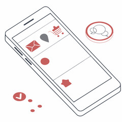 Isometric Smartphone Interface Mobile App Icons For Business And Communication