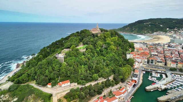 The aerial perspective of Monte Igueldo is truly stunning, offering breathtaking views of the picturesque coastline