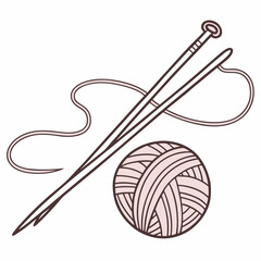 Knitting Needles And Yarn Ball Vector Illustration For Craft Projects