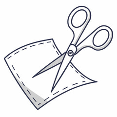 Cutting Paper Outline Illustration With Scissors Crafting Graphic Element