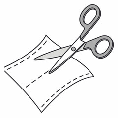 Scissors Cutting Dotted Line On Paper Craft Creative Project Icon