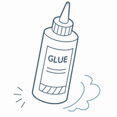 Cartoon Glue Bottle With Shining And Sticky Effect Isolated On White