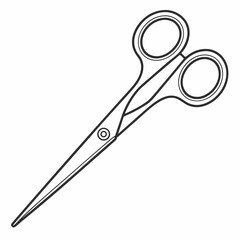 Line Art Illustration Of Open Scissors On A White Background