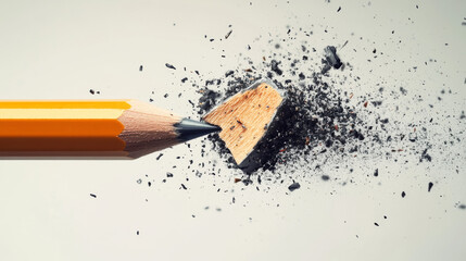 A symbolic concept image showing a broken pencil transforming into two, representing strength through adversity