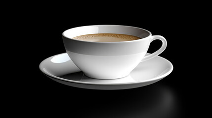 Obraz premium A white saucer cradles a cup of freshly brewed coffee with crema, emitting warmth and elegance