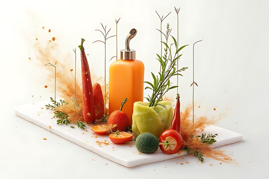 Fototapeta Fresh vegetable arrangement culinary studio food photography minimalist close-up healthy concept