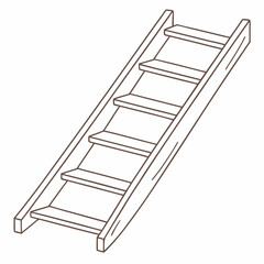 Isolated Wood Stairs Vector Illustration Hand Drawn Style Line Art