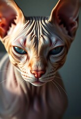 Obraz premium hairless cat with blue eyes looking at the camera