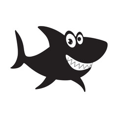 Fototapeta premium Cartoon shark vector illustration, cute shark character design for kids, sea animal clip art image vector silhouette