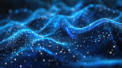 Abstract picture micro light sparkling particle represent data flow. Vivid flowing wave with high tech texture, create digital effect scene perfect for energetic and fantasy wallpaper design. AIG53.