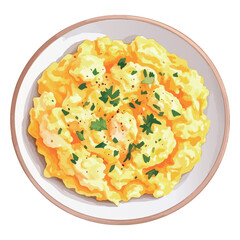 スクランブルエッグの水彩風イラスト　生成AI