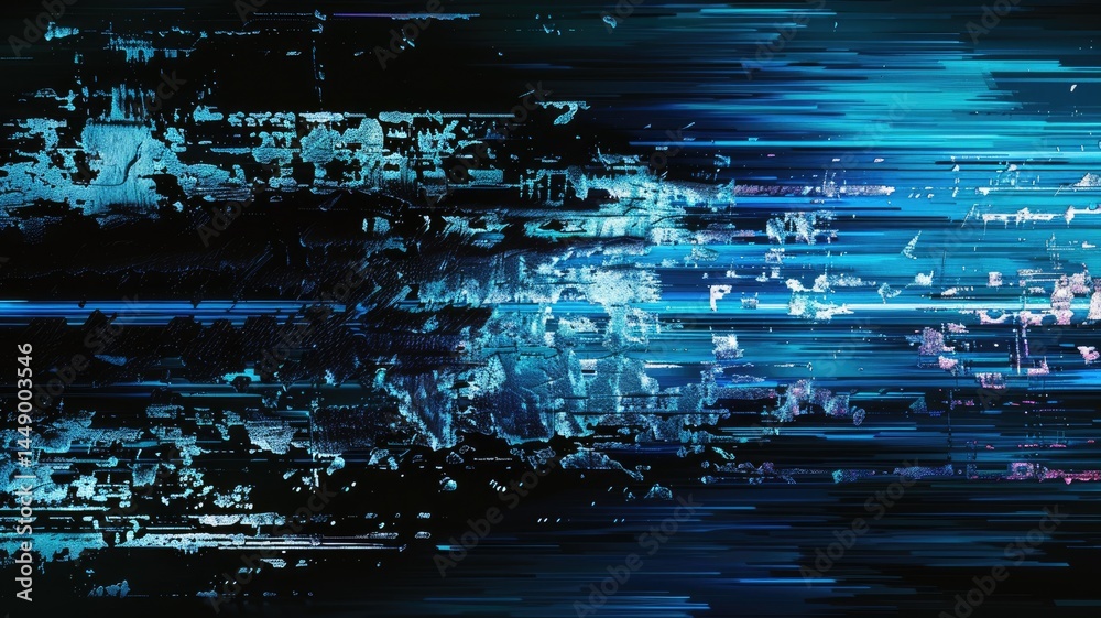 Poster abstract of blue glitch with pixel effect in graphic background use shading and monochrome to expres