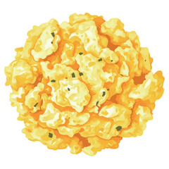 スクランブルエッグの水彩風イラスト　生成AI