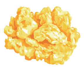 スクランブルエッグの水彩風イラスト　生成AI