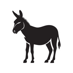 Black and white donkey vector illustration farm animal clip art simple design silhouette drawing outline