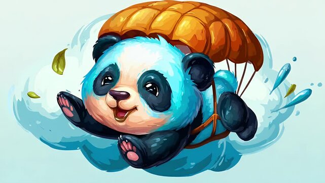 Panda parachute illustration