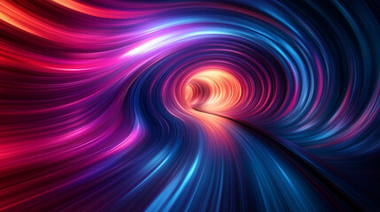 幻想的な色彩が渦巻くエネルギーのトンネルアート