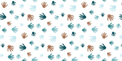 multi color playful scatter seamless pattern with racoon footprint. animal footprint background for textile, wrapping and other © Zeronineee