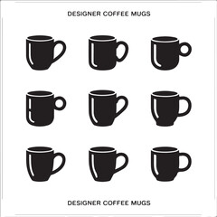 Coffee mug silhouette bundle isolated illustration