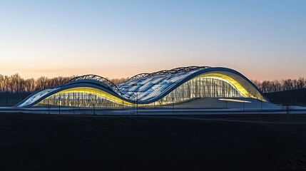 Obraz premium the view of the stadium is decorated with clouds