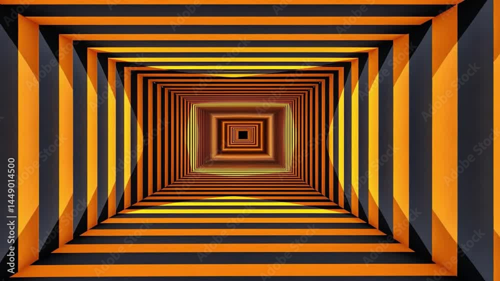 Poster mesmerizing geometric pattern of orange and black squares creates captivating depth, with abstract l