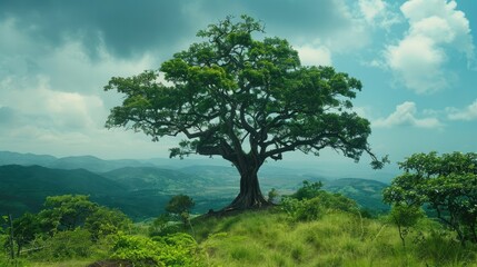 Fototapeta premium Natural celebration: Colombia marks Day of Trees by embracing landscapes, fostering conservation, reinforcing environmental awareness, appreciating beauty of thriving forests in harmony with nature.